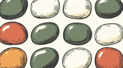 Colorful Decorative Stones in a Patterned Background Design