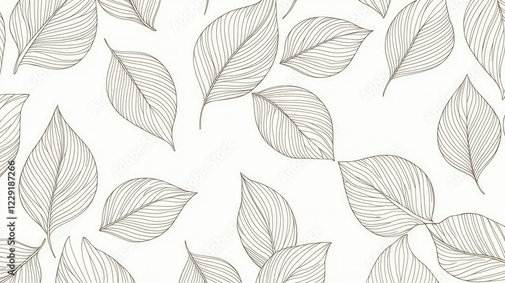 Poster elegant leaf pattern design with fine lines on light background