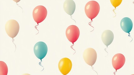 Colorful Balloons with Varied Shapes and Sizes on Light Background