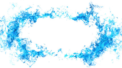 Obraz premium Realistic blue fire oval frame on transparent background. Transparent background