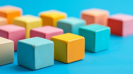 Obraz premium Colorful wooden blocks arranged in a playful pattern