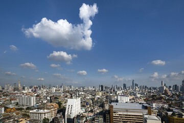 Fototapeta premium Panoramic view from Grand China Princess Hotel, skyline, city view, Baiyoke Tower, Chinatown, Bangkok, Thailand, Asia