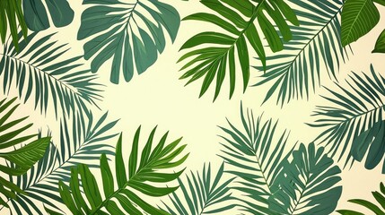 Lush Green Tropical Leaves Background for Nature and Decor Use