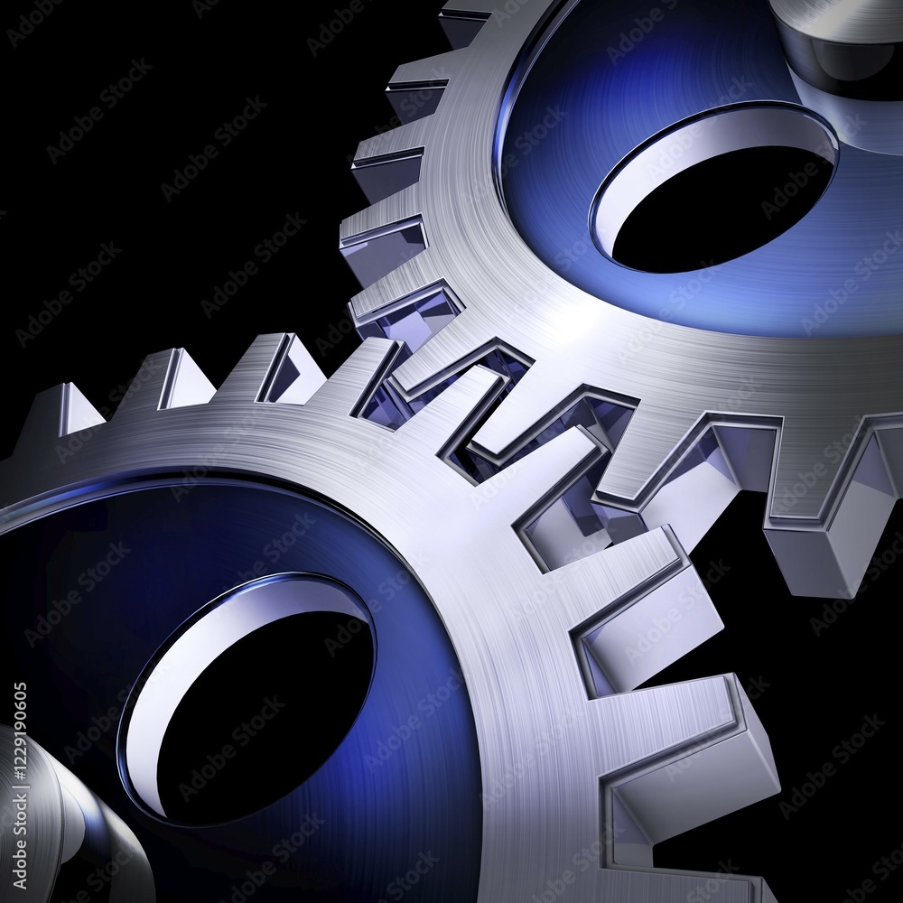 Poster high resolution 3d rendering of gears