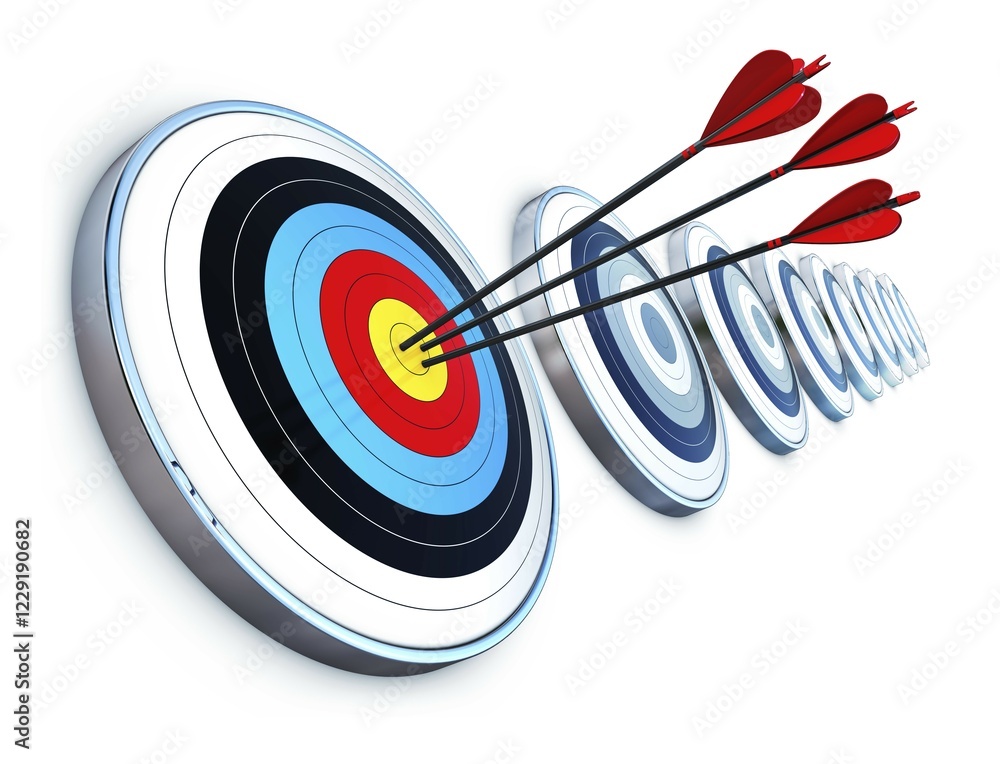 Poster 3d rendering of target and arrows