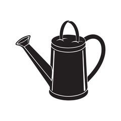 garden watering can silhouette, black and white silhouette, vector and illustration