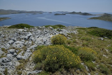 View from Levrnaka island over the Kornati Islands, Adriatic Sea, Kornati Islands National Park,...