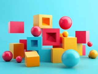 Obraz premium Abstract minimalist cubes, geometric design, 3d render, Generative AI