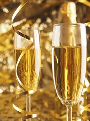 Happy New Year. Christmas and New Year holidays background in gold