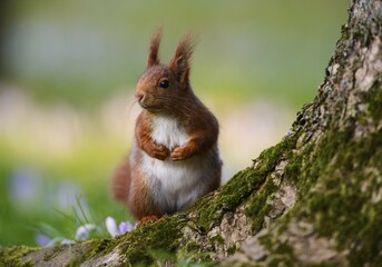Squirrel (Sciurus vulgaris) in spring, Germany, Europe