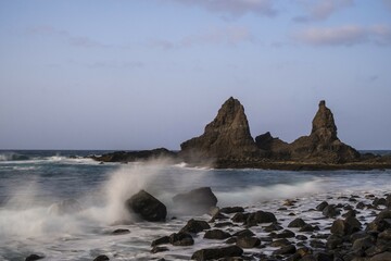 Spray at Playa De Arguamul, La Gomera, Canary Islands, Spain, Europe