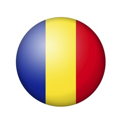The Romania flag. Round matte icon. Isolated on white background
