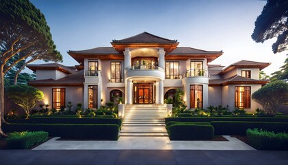 Obraz premium The mansion features stunning architectural design. 