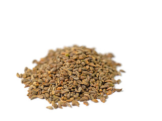 Petersiliensamen vor weißem Hintergrund