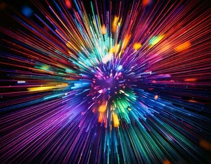 Leuchtende Neon-Farbexplosion mit Tiefenunsch&auml;rfe, inspiriert von Cyberpunk-Stil