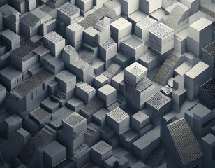 Obraz premium Abstraktes isometrisches 3D-Muster mit sanften Schatten und monochromer Farbpalette