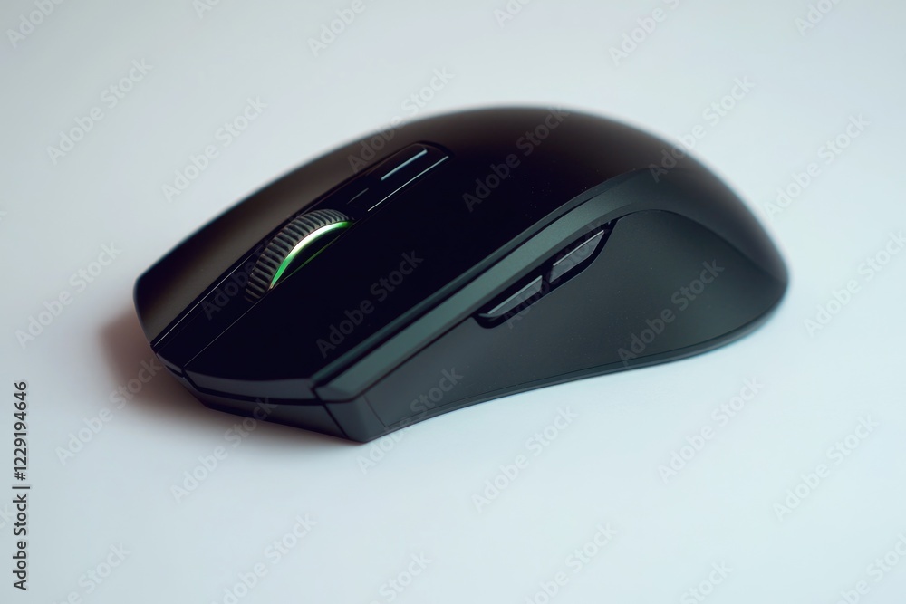 Poster a close-up image of a computer mouse sitting on a clean and white surface, great for tech-related co