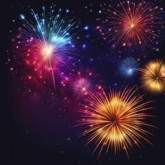 Fototapeta premium Vibrant and colorful fireworks bursting in the night sky during a festive celebration, AI generated