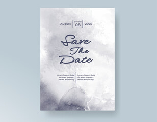 Wedding invitation with Abstract splashed watercolor background