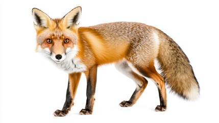 Fototapeta premium Captivating Red Fox in Natural Pose Against Clean Background