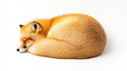 Sleeping Fox in a Relaxed Pose on a White Background