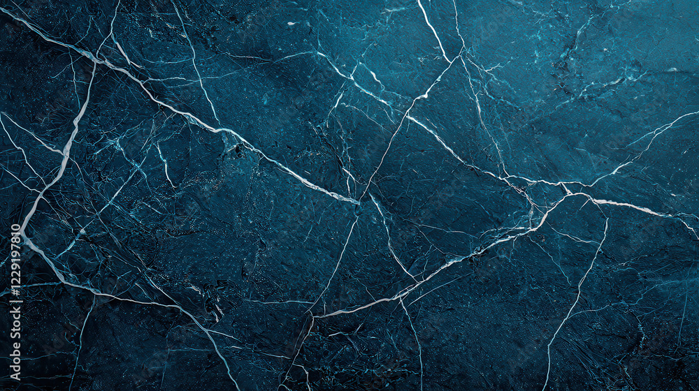 Aufkleber beautifully composed dark blue marble texture with intricate white veins, creating stunning visual e