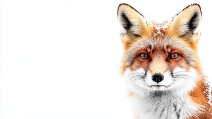 Fototapeta premium Close-up Portrait of a Fox with Snowy Background in Winter Scene