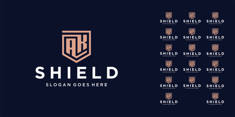 Set AA - AZ Shield Logo Design Inspirations