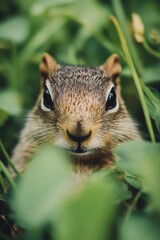 Fototapeta premium A close-up photo of a small mammal in a green environment