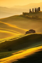 Obraz premium Golden Hour Hills and Fields