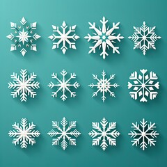 Fototapeta premium Elegant Snowflake Pattern on a Cool Turquoise Background for Winter