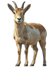 Fototapeta premium Goat with horns stands in front of transparent background