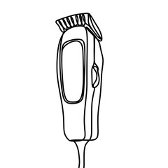 Hair clipper for barbershop one line art drawing