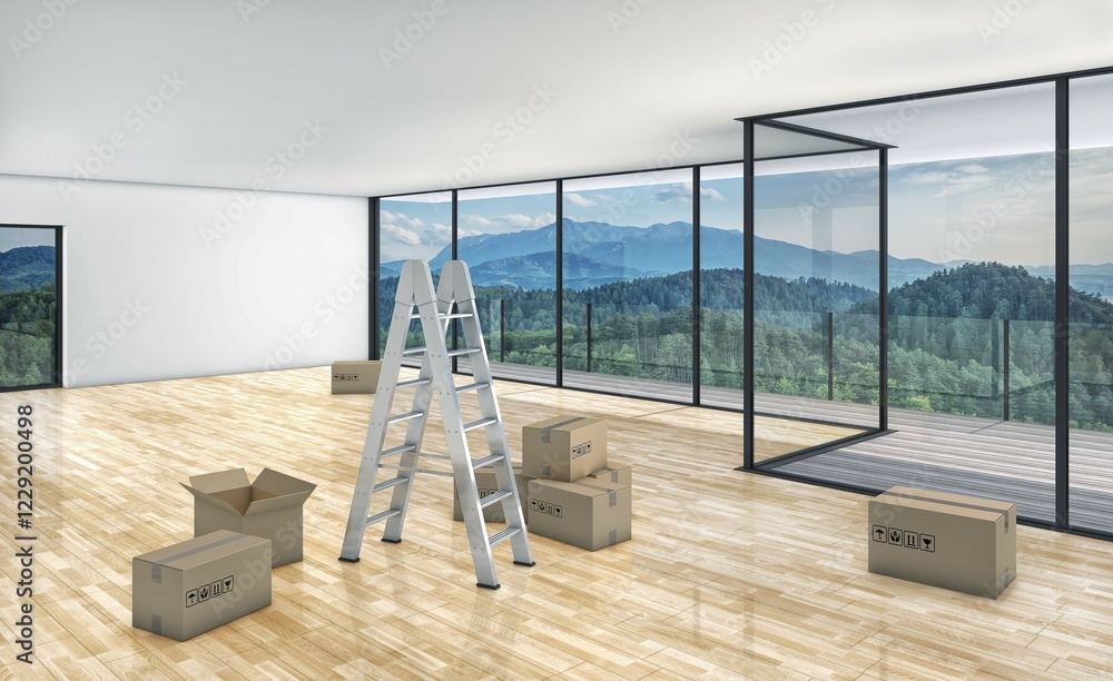 Poster 3d rendering of a empty room