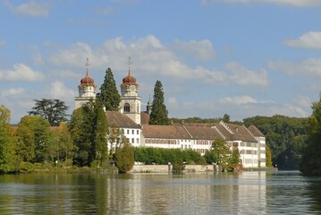 Rheinau - the monastic church on the rhine river - Kanton Zurich, Switzerland, Europe., Europe