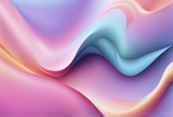 Smooth and flowing abstract waves in vibrant pastel gradients create a mesmerizing composition, AI generated