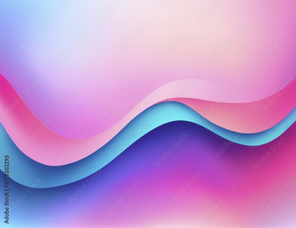 Poster abstract wavy design with pink and blue gradients creating a smooth flowing effect, ai generated