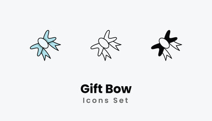 Gift Bow Icons thin line and glyph vector icon stock illustration
