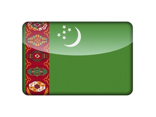 Fototapeta premium The Turkmen flag in the form of a glossy icon