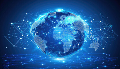 Fototapeta premium Abstract Digital Globe on a Textured Blue Background