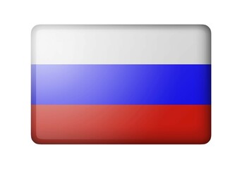 The Russian flag. Rectangular matte icon. Isolated on white background