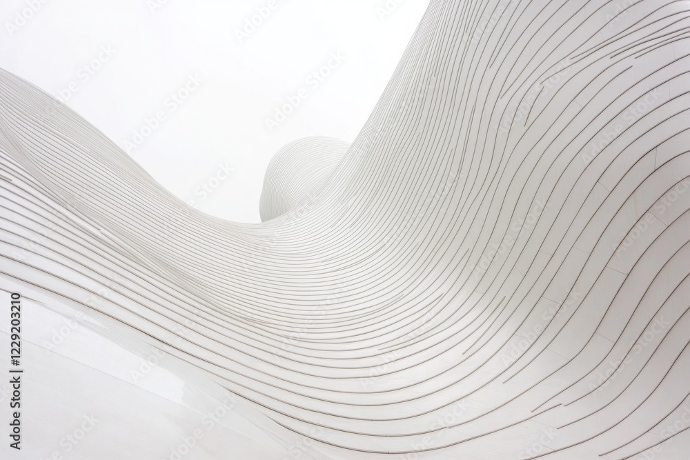 Poster abstract architecture design showcasing curved lines and smooth surfaces in a modern white structure