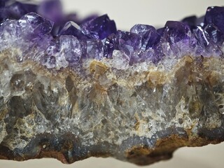 purple crystals of quartz as a background, closeup of photo