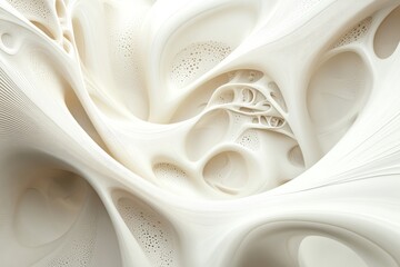 Abstract White Textured Background with Intricate Organic Shapes and Flowing Patterns Ideal for Modern Design and Artistic Concepts