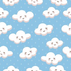 Cute Clouds Seamless Vector Pattern