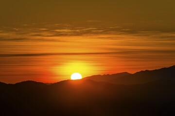 Sunrise over mountains, Vang Vieng, Vientiane, Laos, Asia