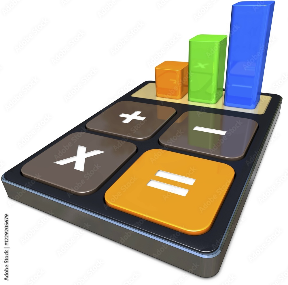 Poster high resolution 3d rendering of a statistic concept