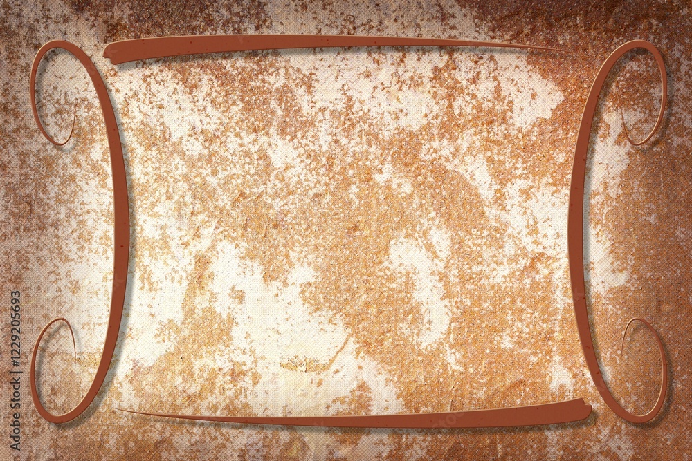 Poster a modern decorative frame with a rusty background with texture. beige, rust and brown colors