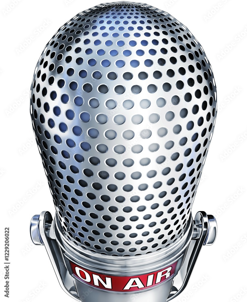 Poster high resolution 3d rendering of a microphone