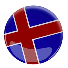 Obraz premium Illustration of a glossy button with the flag of Iceland